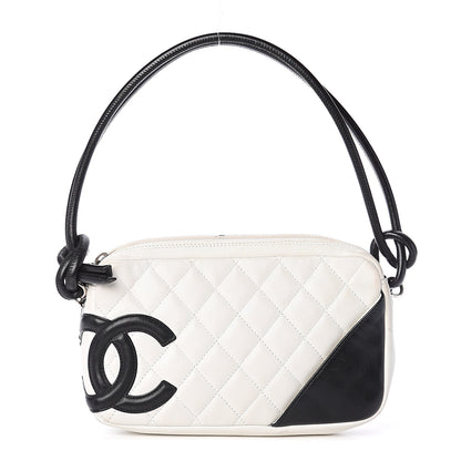 Chanel Calfskin Quilted Cambon Pochette White Black 1 of 9