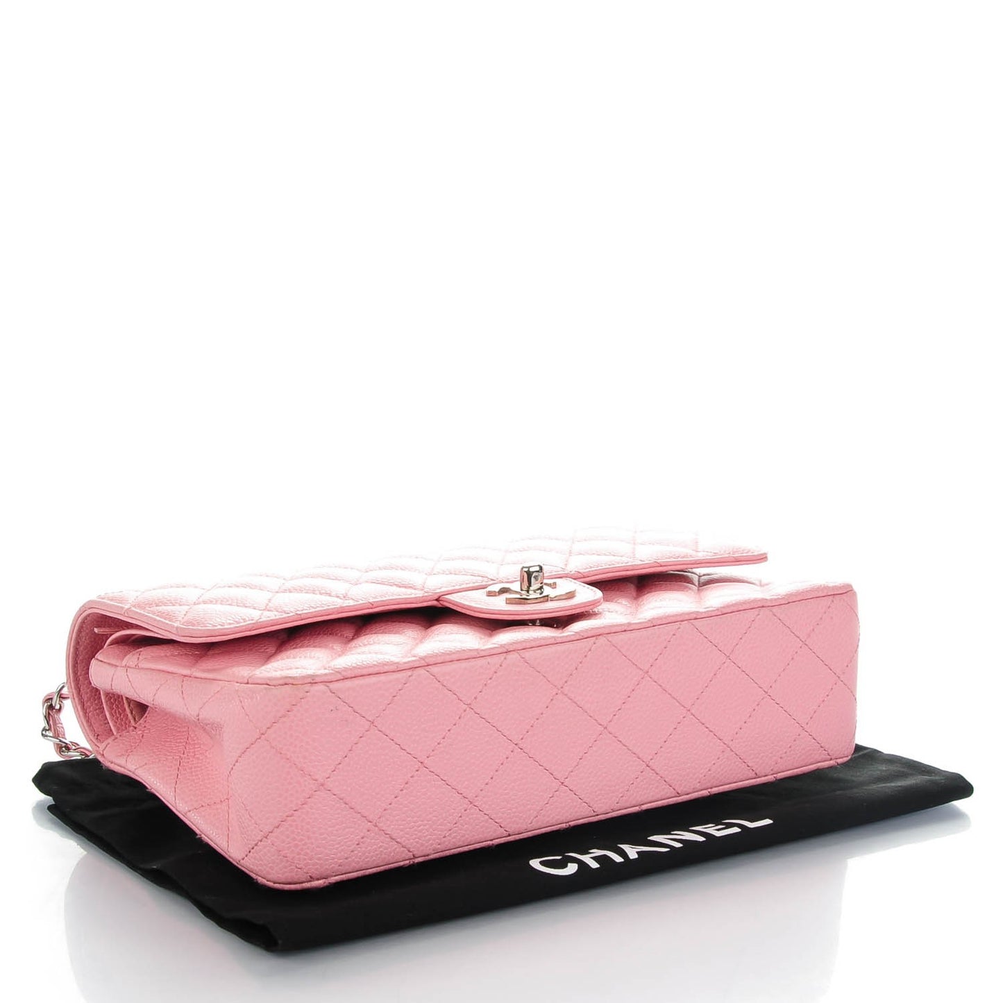 Caviar Quilted Medium Double Flap Pink