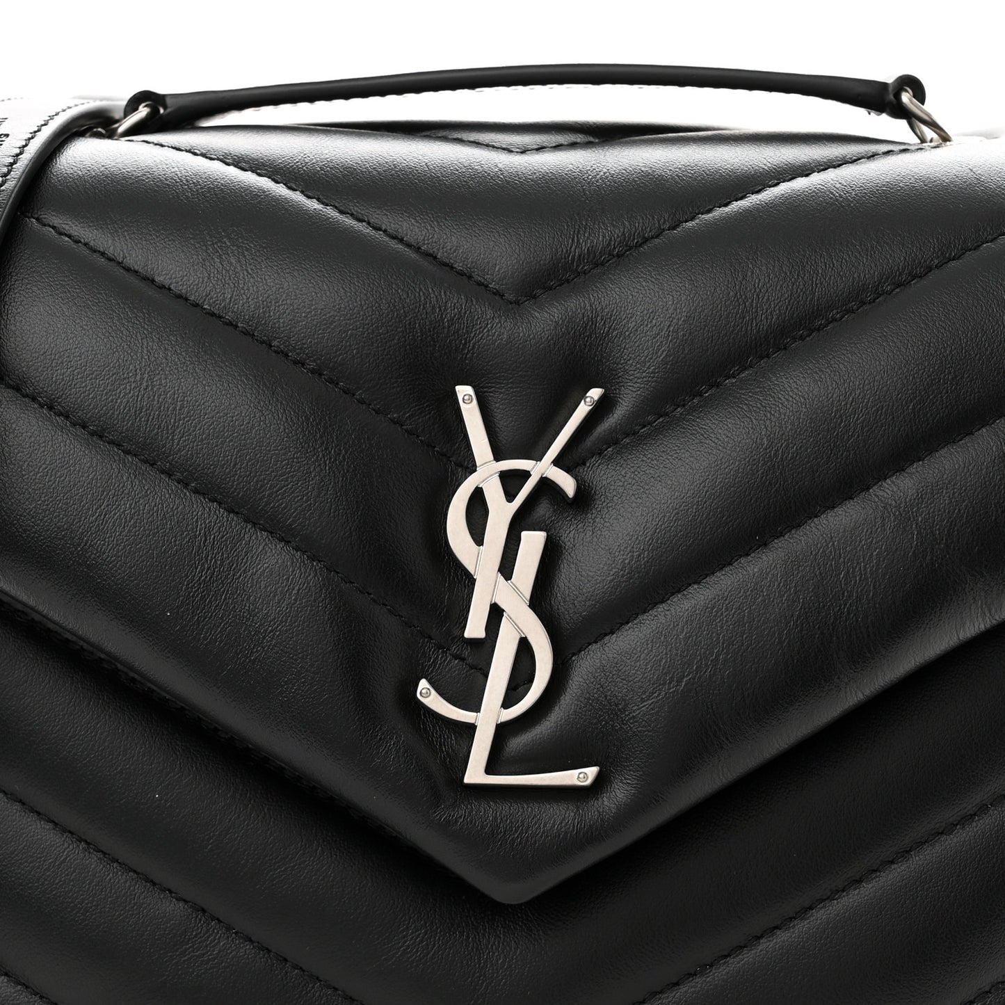 Calfskin Y Quilted Monogram Small Loulou Chain Satchel Black
