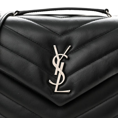 Saint Laurent Calfskin Y Quilted Monogram Small Loulou Chain Satchel Black 9 of 11
