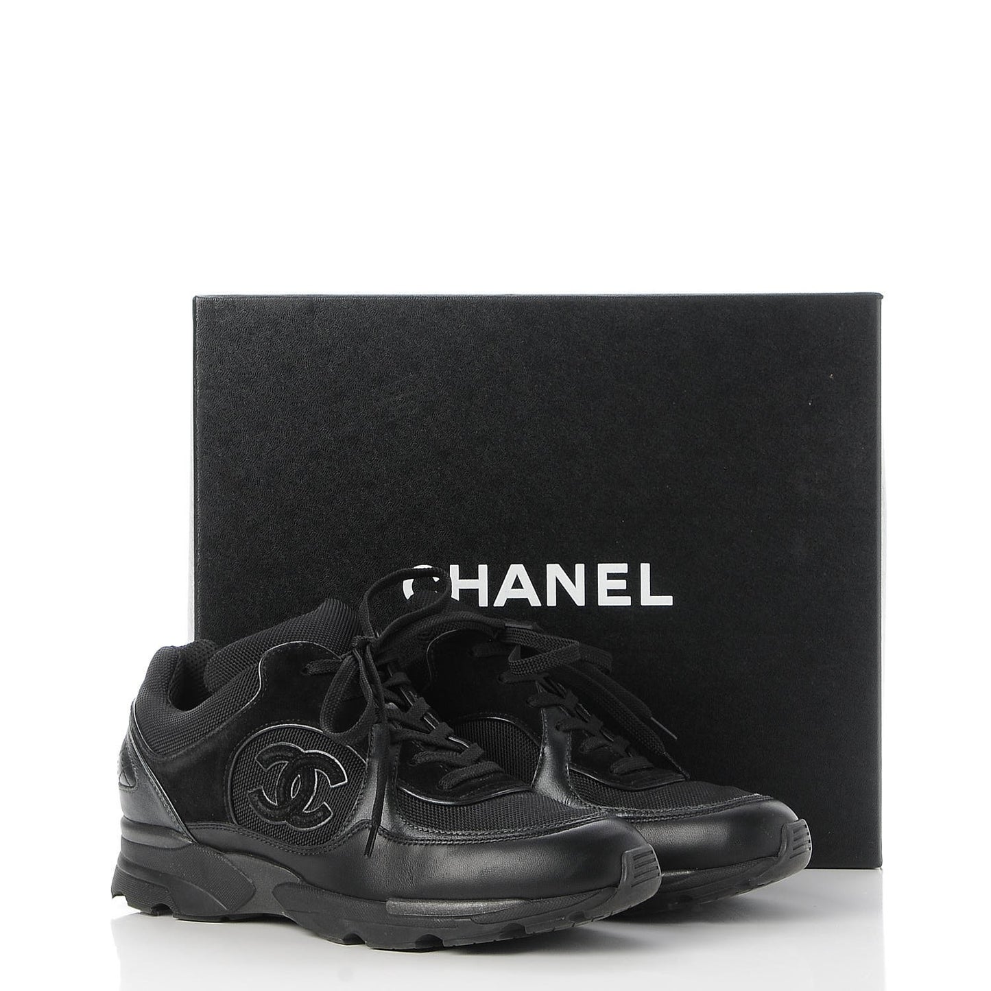 Suede Calfskin CC Sneakers 38 Black