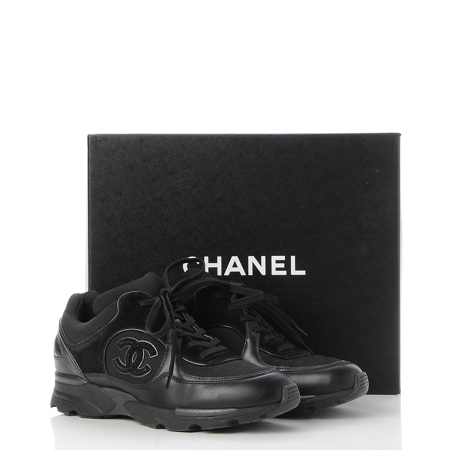 Chanel Suede Calfskin CC Sneakers 38 Black 8 of 8