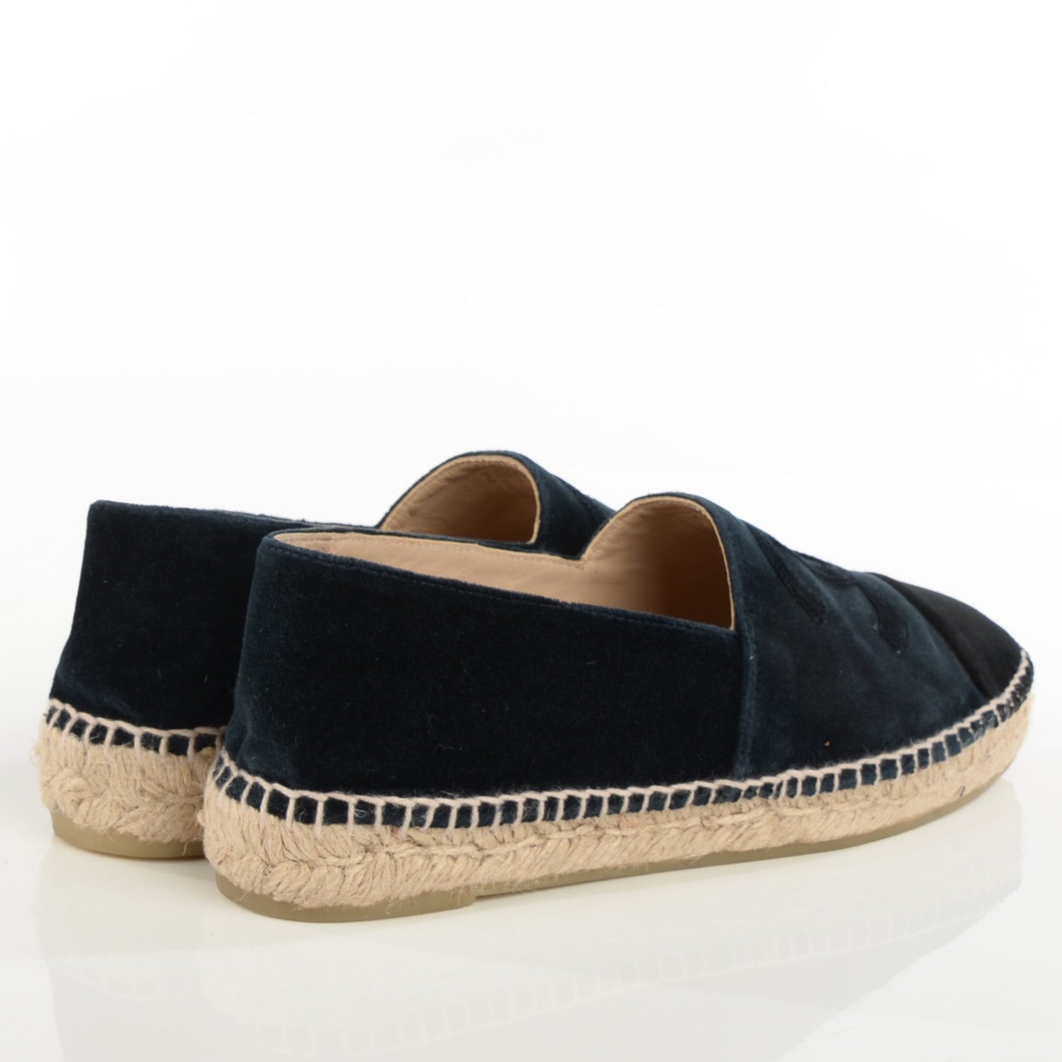 Chanel Velvet CC Espadrilles 38 Navy Black 4 of 9