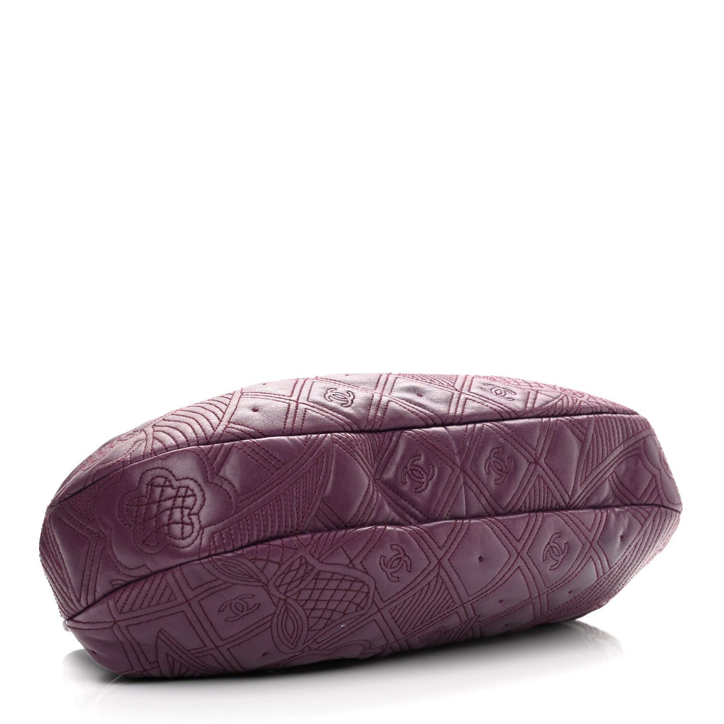 Lambskin Embroidered Frame Bag Purple