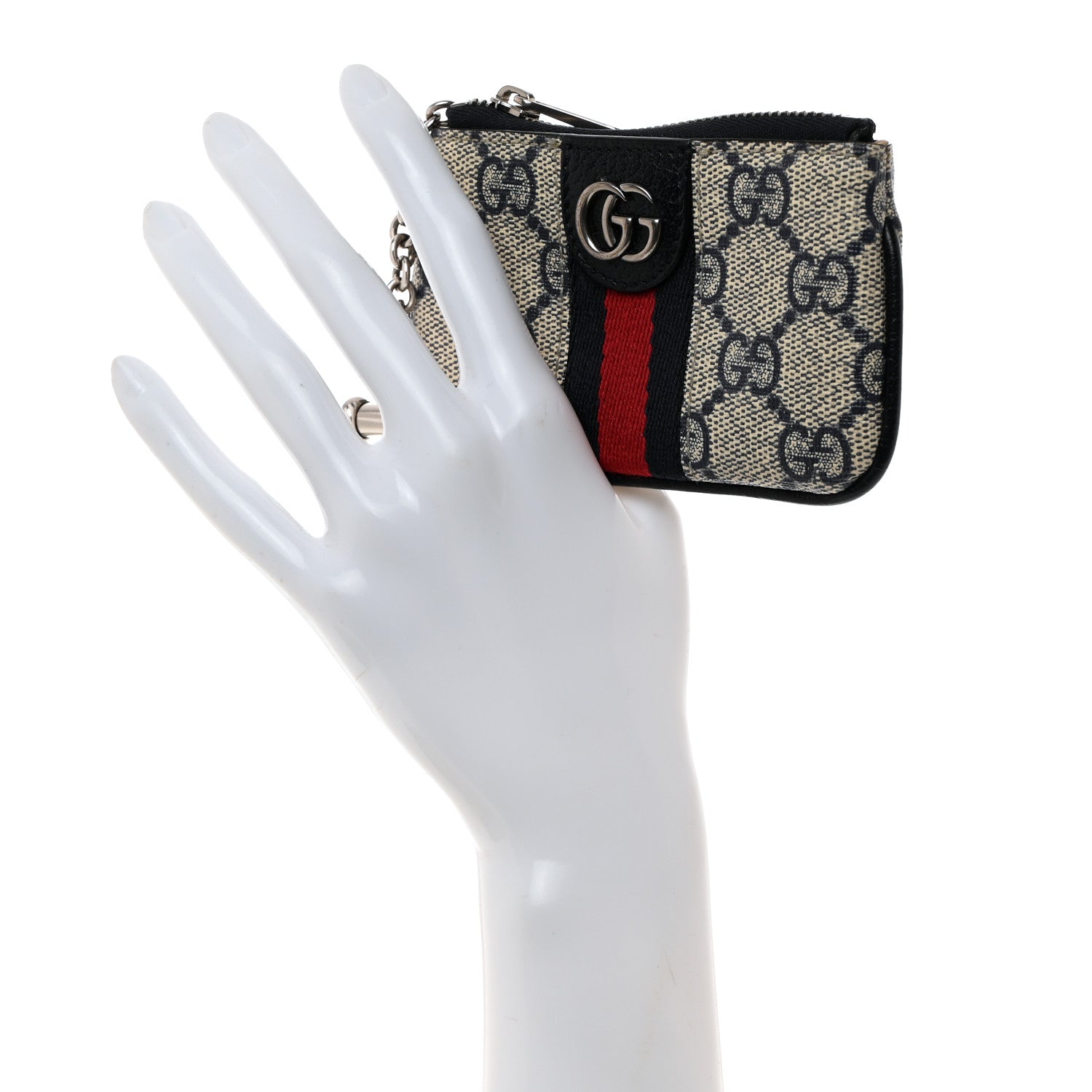 Gucci GG Supreme Monogram Web Ophidia Key Case Beige Blue 2 of 9