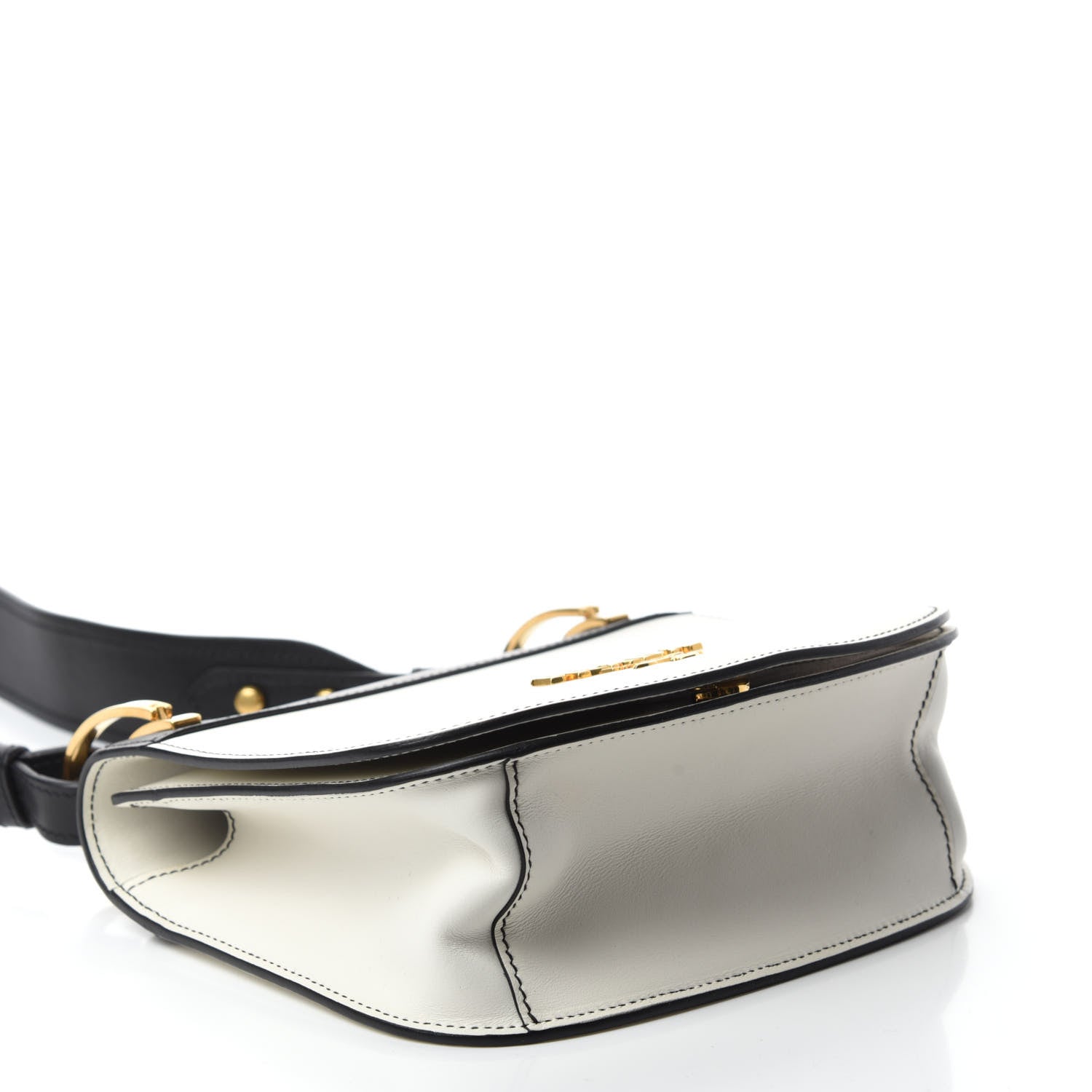 Prada City Calf Pionniere Saddle Bag Black White 4 of 9