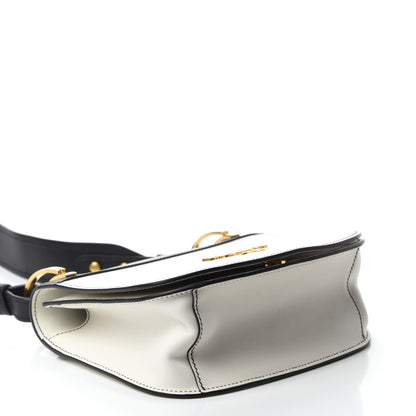 Prada City Calf Pionniere Saddle Bag Black White 4 of 9