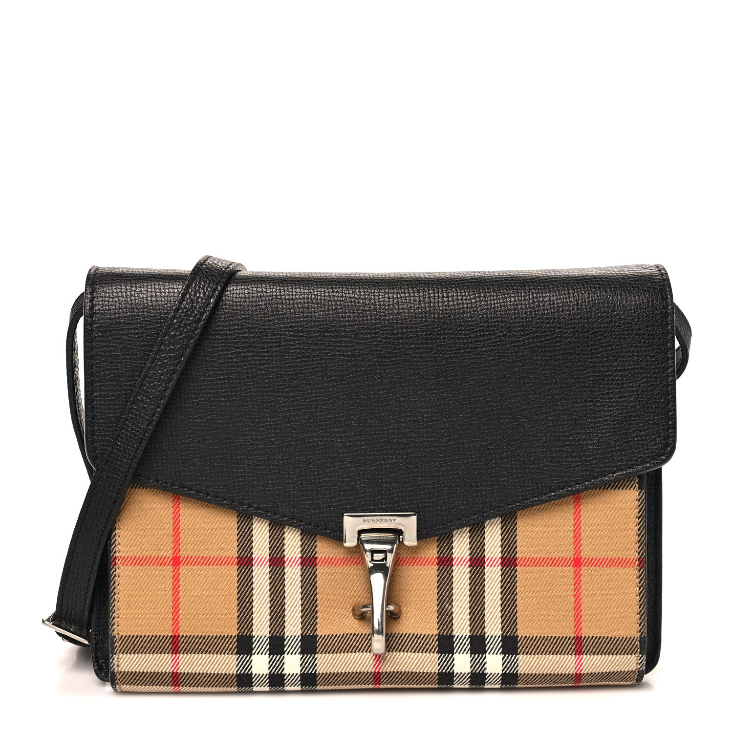 Burberry Derby Calfskin Vintage Check Small Macken Crossbody Bag Black 1 of 10