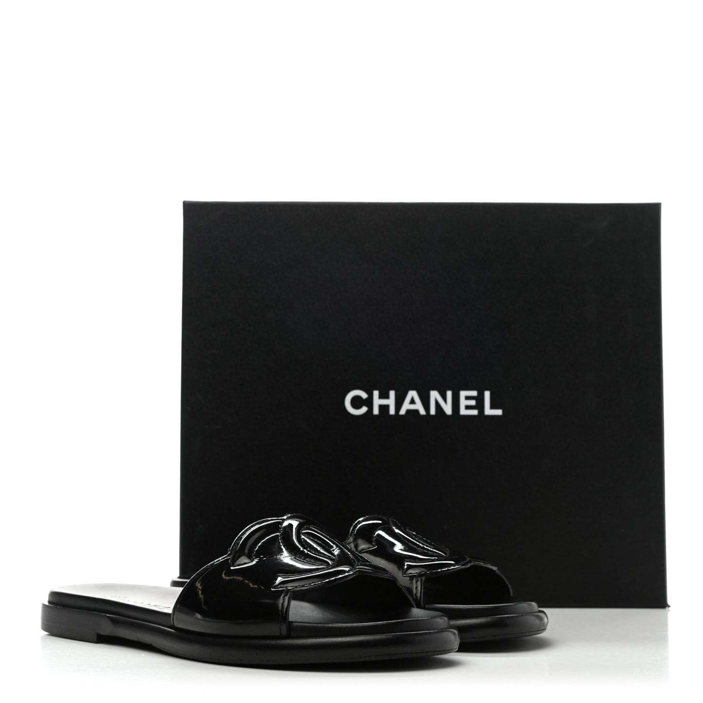 Patent CC Slide Sandals 38.5 Black