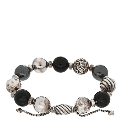 David Yurman Sterling Silver Black Onyx Hematite 14mm Elements Bead Bracelet 2 of 3