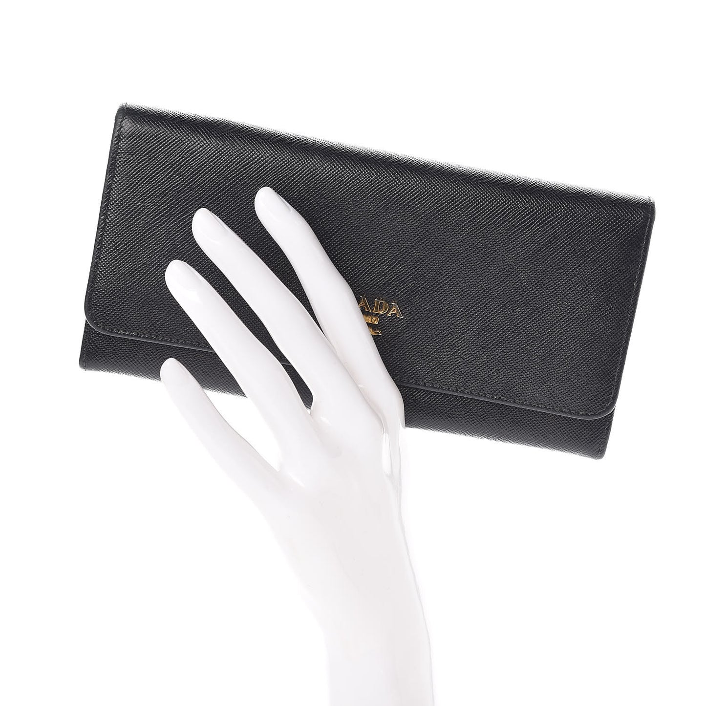 Saffiano Metal Continental Flap Wallet Black