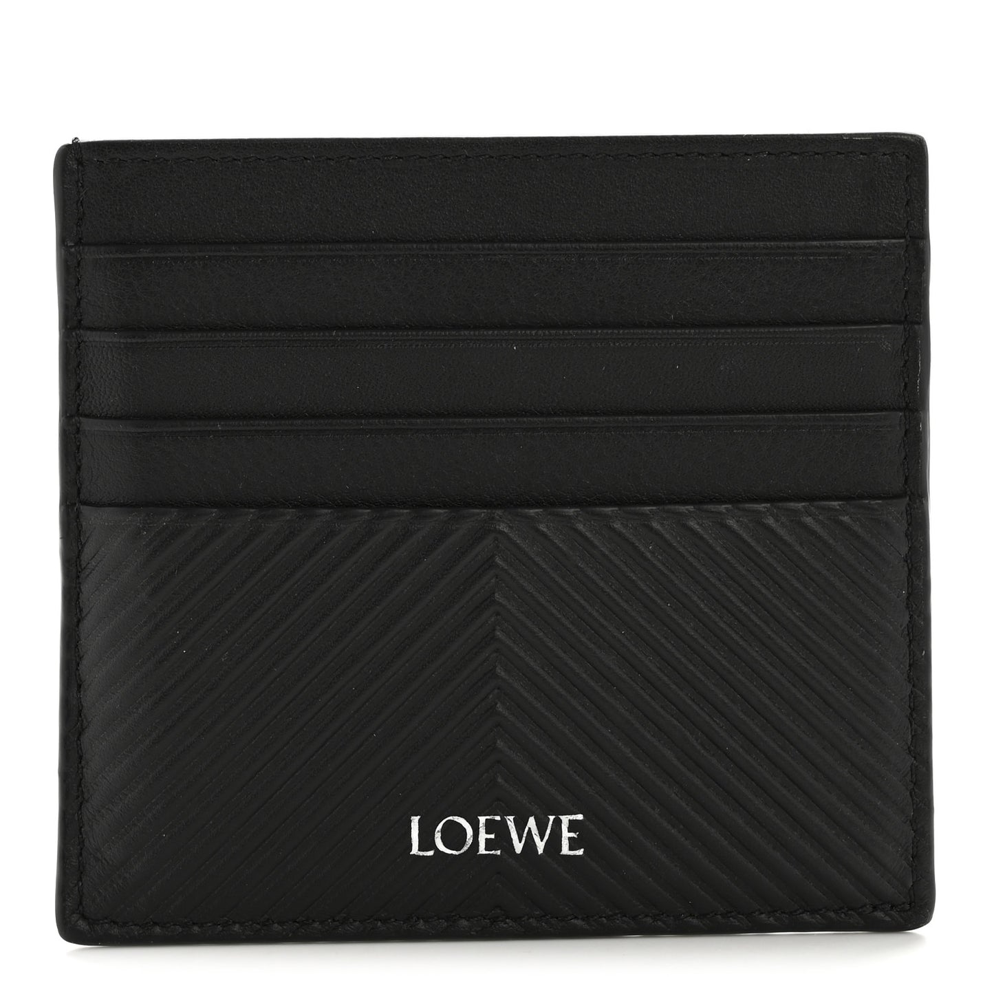 Textured Calfskin Plain Cardholder Black
