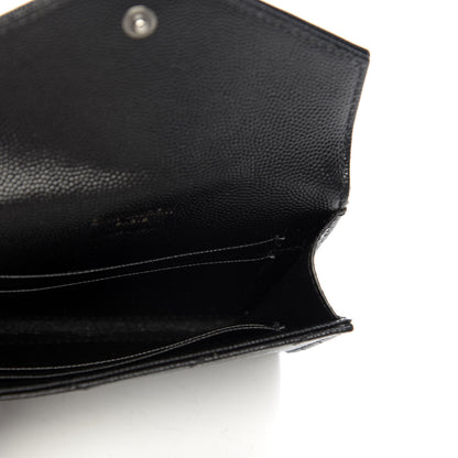 Saint Laurent Grain De Poudre Matelasse Chevron Small Monogram Envelope Wallet Black 5 of 6