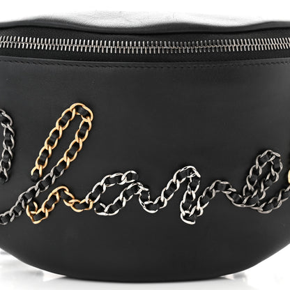 Chanel Calfskin Chain 20s Signe Waist Bag Black 8 of 11