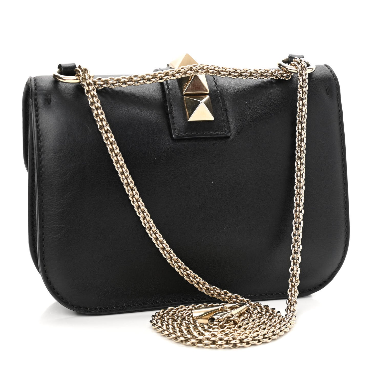 Vitello Small Glam Lock Rockstud Flap Black