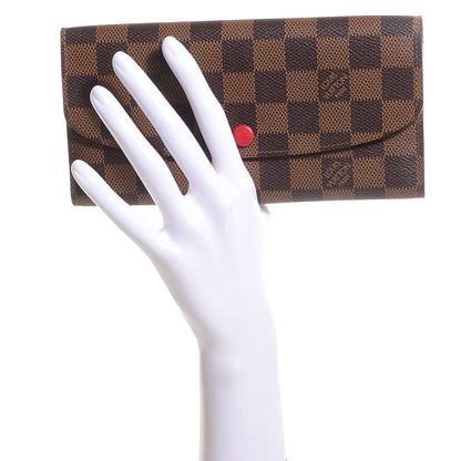 Louis Vuitton Damier Ebene Emilie Wallet Red 2 of 8