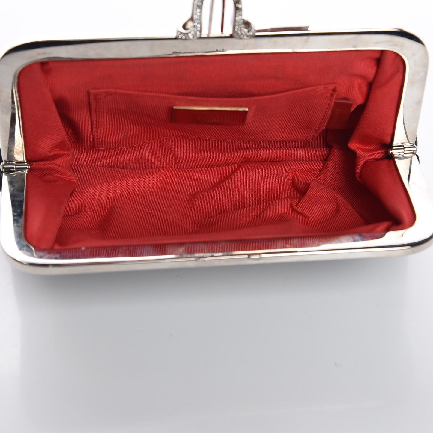 Satin Crystal Loubi Lula Frame Pouch Black