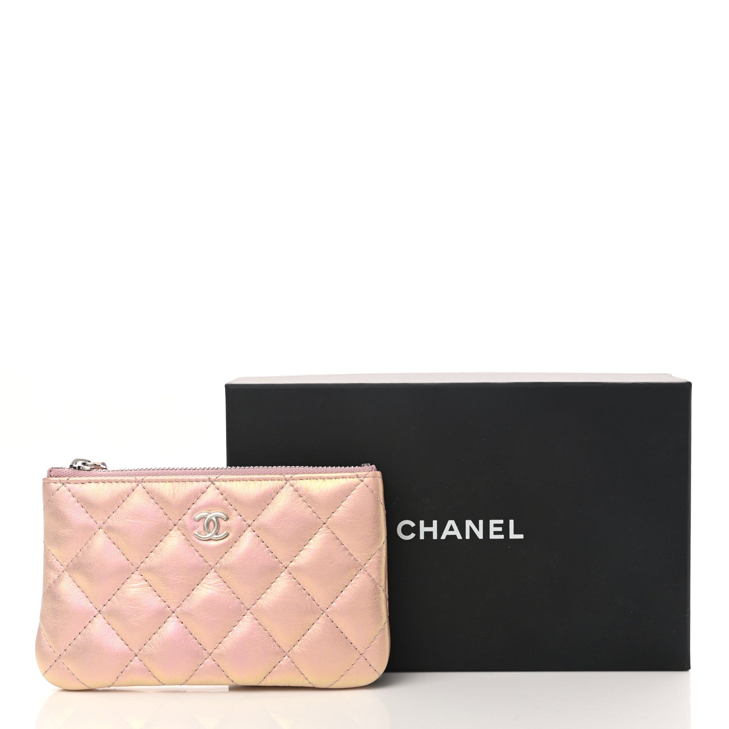 Chanel Iridescent Calfskin Quilted Small Cosmetic Case Pink 8 of 8