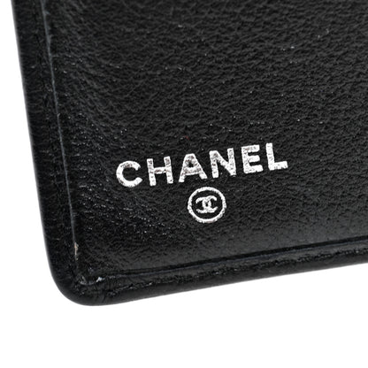 Chanel Goatskin Camellia Embossed Yen Wallet Black 6 of 8