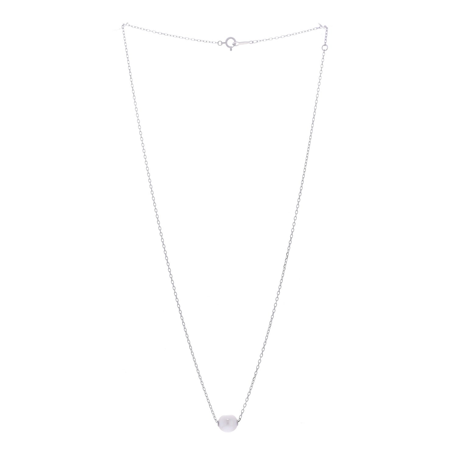 Mikimoto 18K White Gold Akoya Cultured Pearl 8-8.5mm Single Pendant Necklace 3 of 6