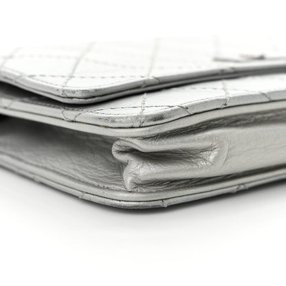 Chanel Metallic Aged Calfskin Quilted Reissue Wallet On Chain WOC Silver 10 of 15