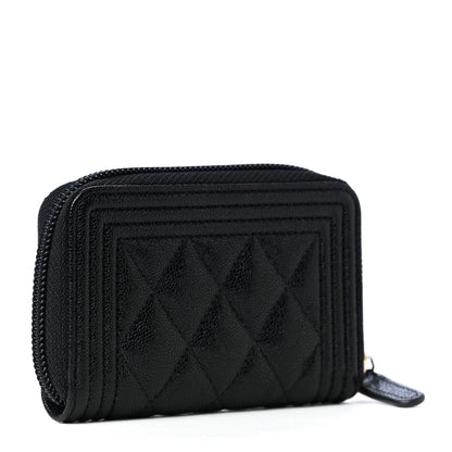 Chanel Caviar Quilted Boy Zip Around Coin Purse Wallet Black 2 of 6