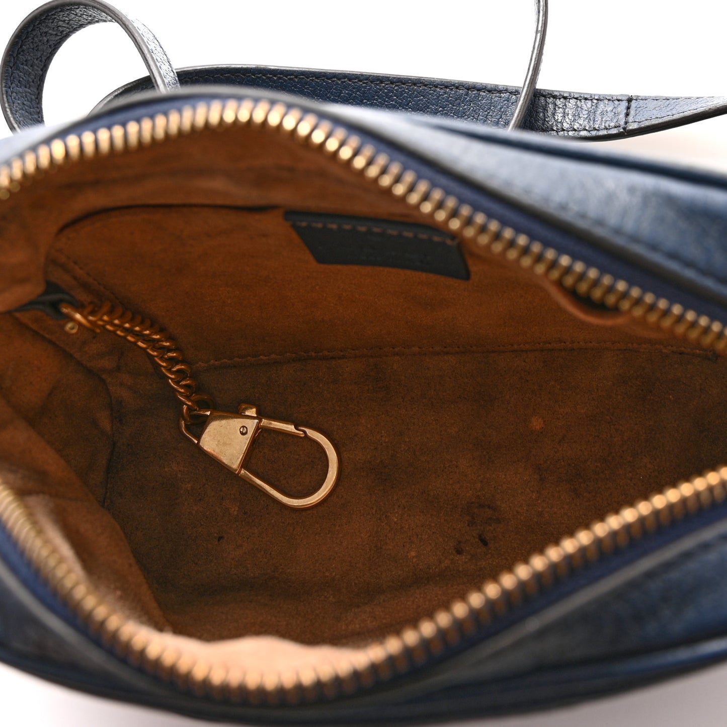 Textured Calfskin Web Mini Ophidia Shoulder Bag Blue Agata
