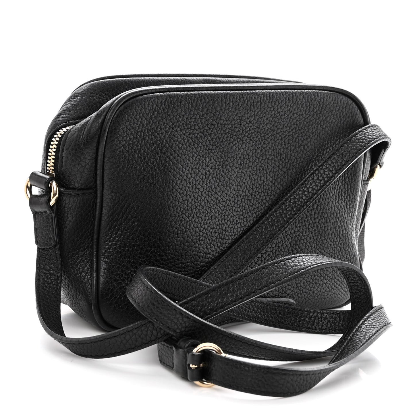 Pebbled Calfskin Small Soho Disco Bag Black