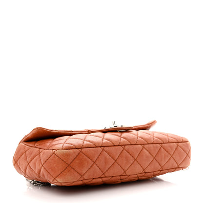 Chanel Glazed Lambskin Quilted Bijoux Chain East West Flap Dark Orange 4 of 13
