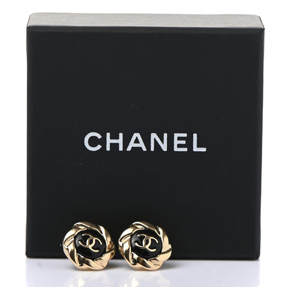 Chanel Metal CC Earrings Gold Black 5 of 5