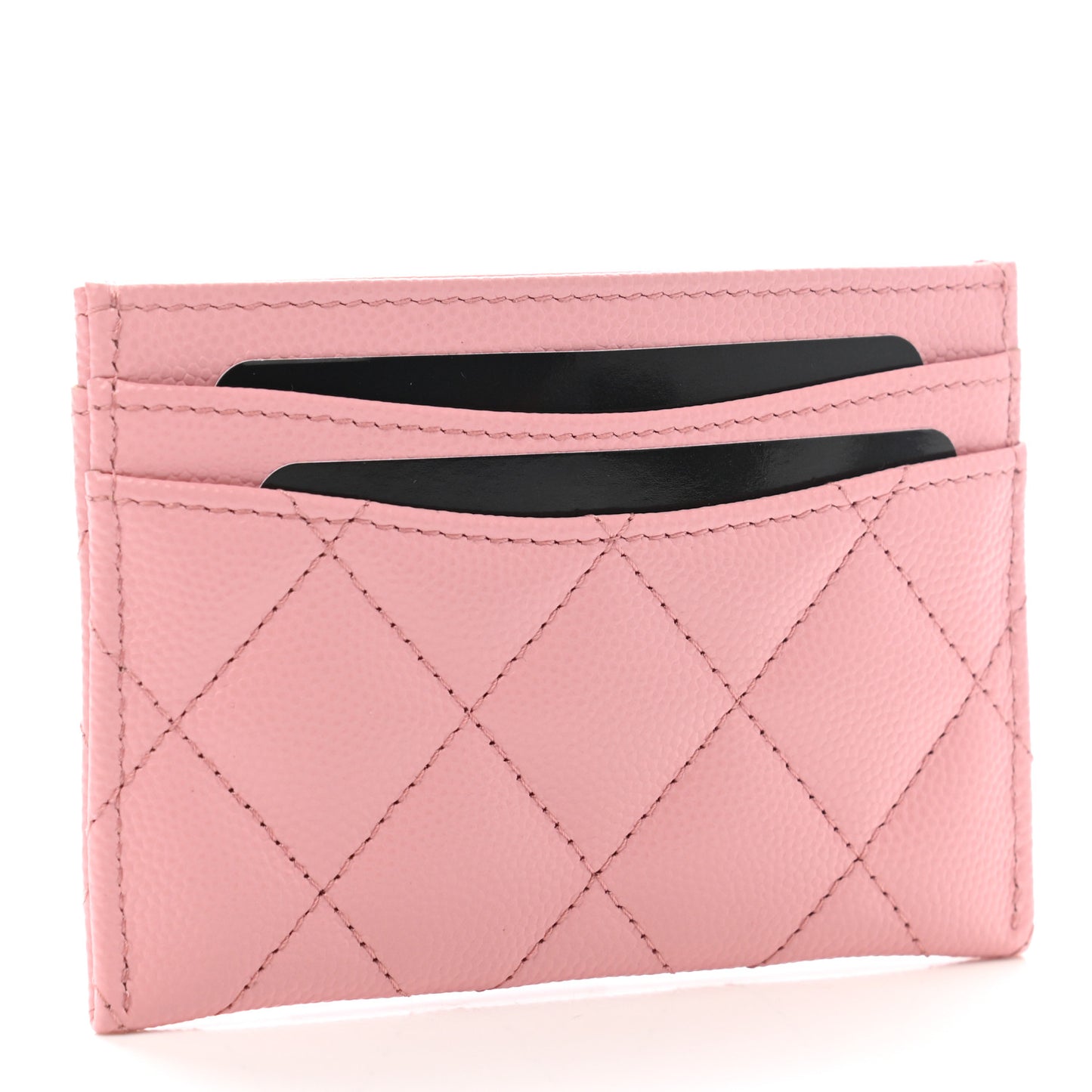 Caviar Quilted Card Holder Pink