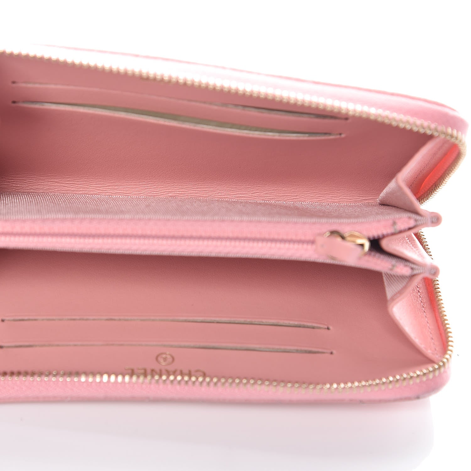 Chanel Caviar Chevron Quilted Medium Zip Around Wallet Pink 5 of 11