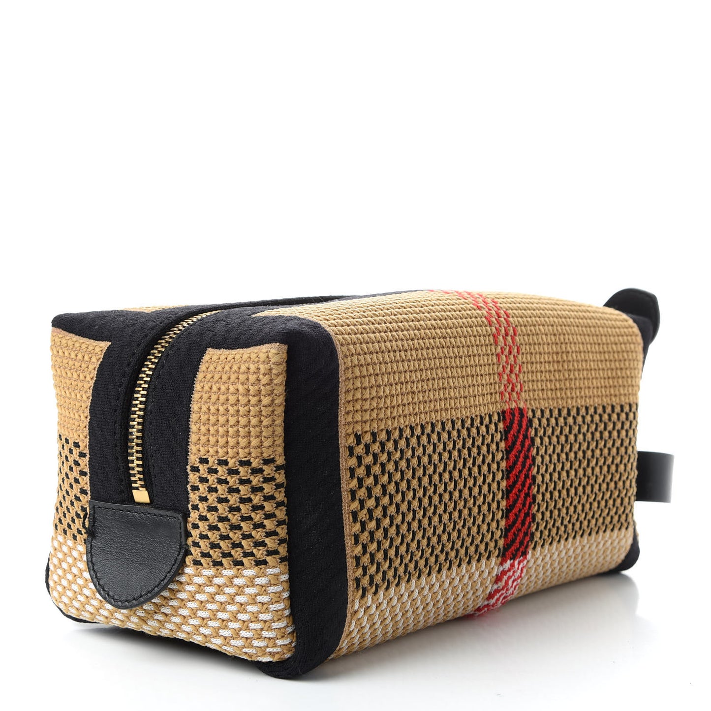 Knit Logo Mens Washbag Tan Black