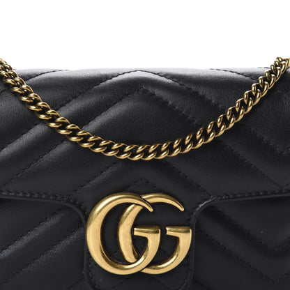 Gucci Calfskin Matelasse Super Mini GG Marmont Shoulder Bag Black 10 of 11