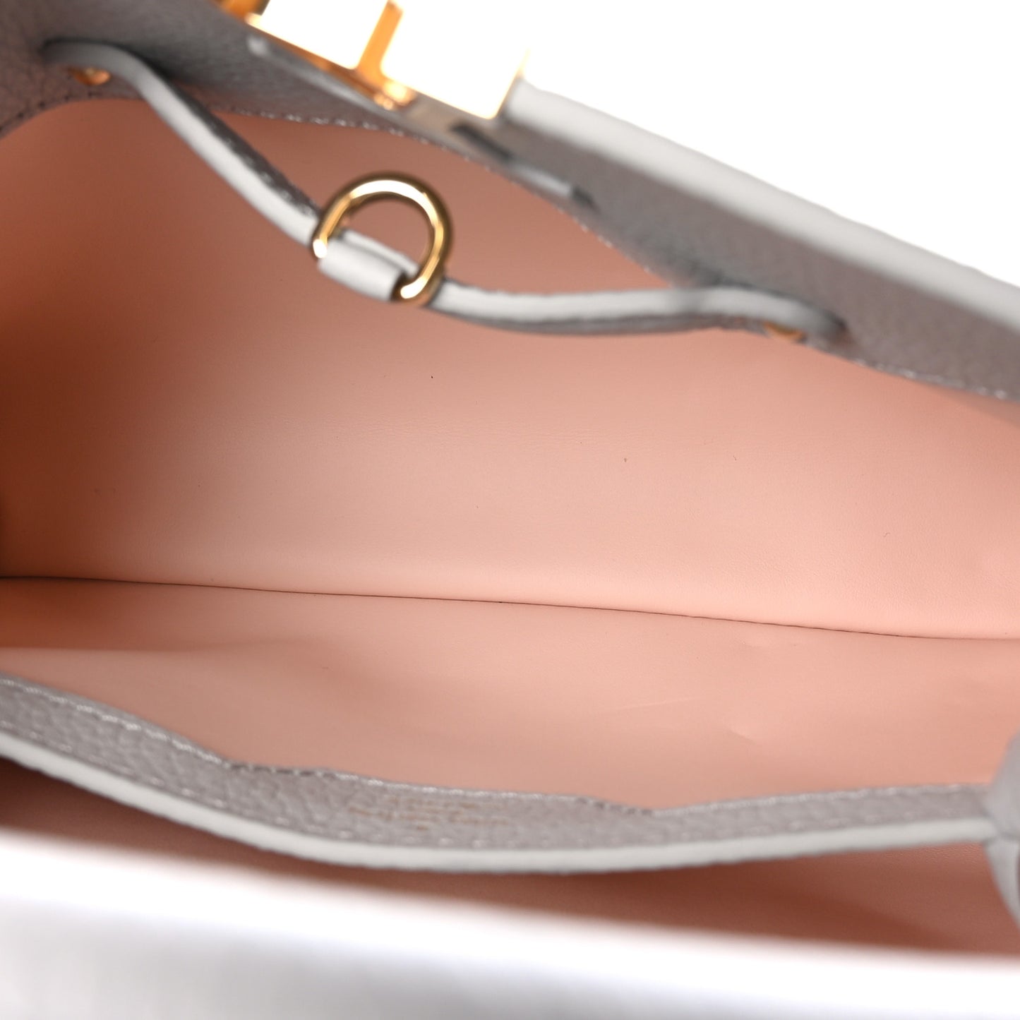 Taurillon Enamel Blossom Chain Capucines BB Ice Grey