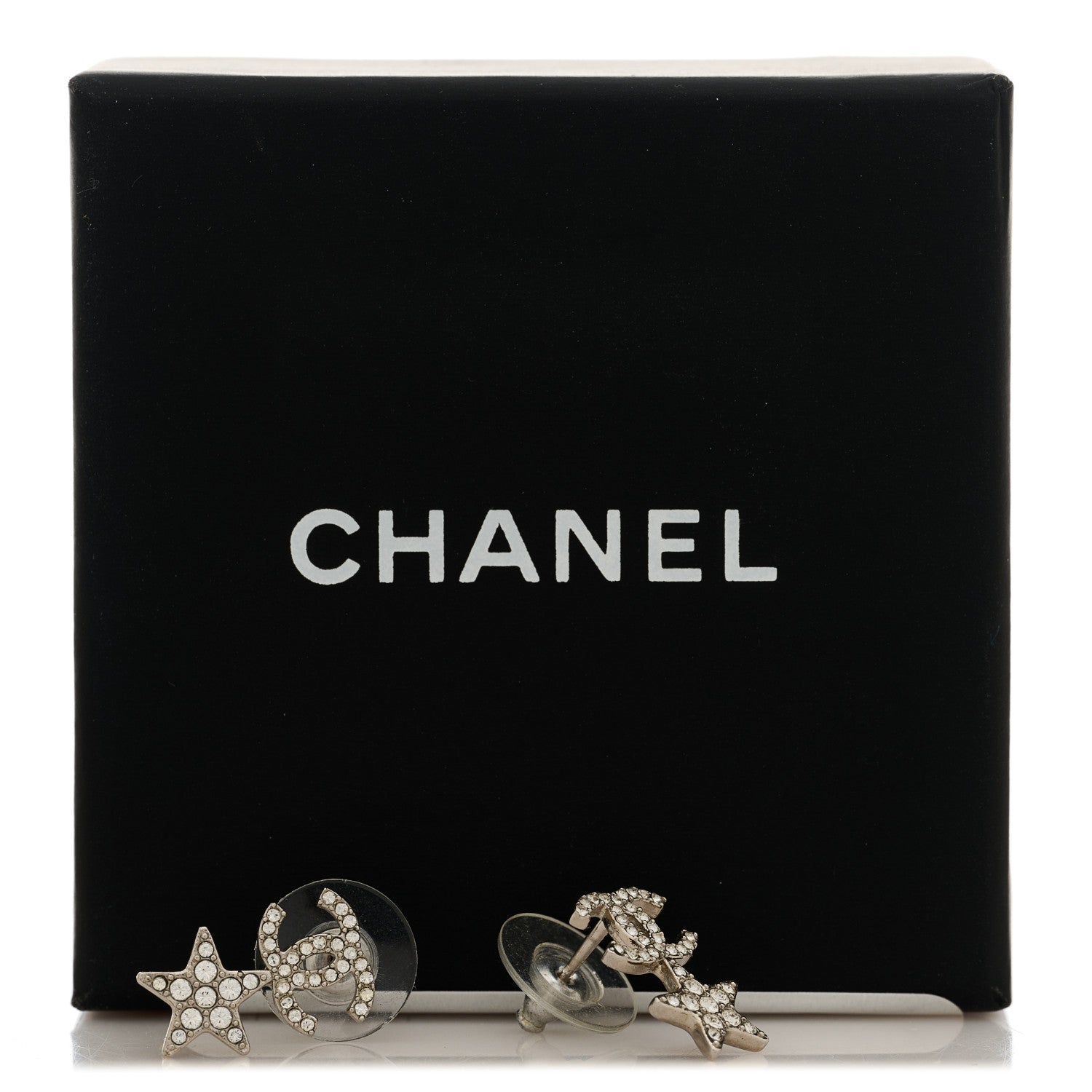 Chanel Crystal CC Starfall Drop Earrings Silver 5 of 5
