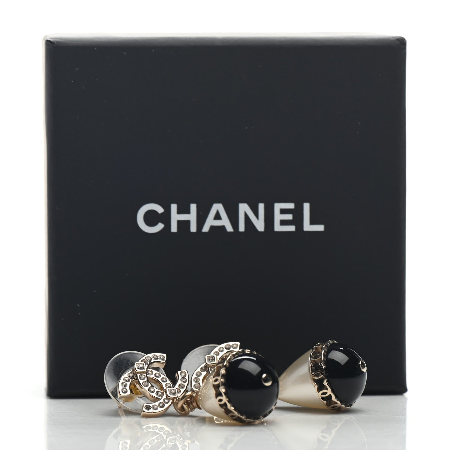 Chanel Crystal Bead Divine Highness Drop Earrings Gold 5 of 5