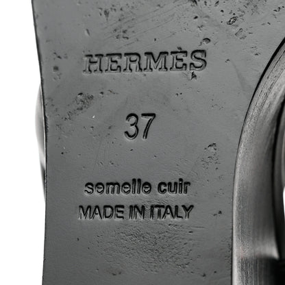 Hermes Nappa Brisbane Wedge Sandals 37 Black 7 of 11