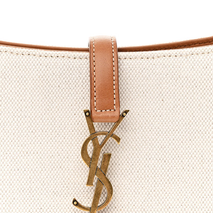 Saint Laurent Smooth Calfskin Canvas Le 5 A 7 Hobo Natural Beige Brick 8 of 11