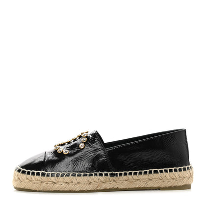 Chanel Patent Calfskin Crystal CC Espadrilles 36 Black 1 of 9
