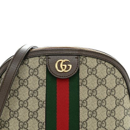 Gucci GG Supreme Monogram Textured Dollar Calfskin Web Small Ophidia Dome Shoulder Bag Beige Ebony New Acero 8 of 15