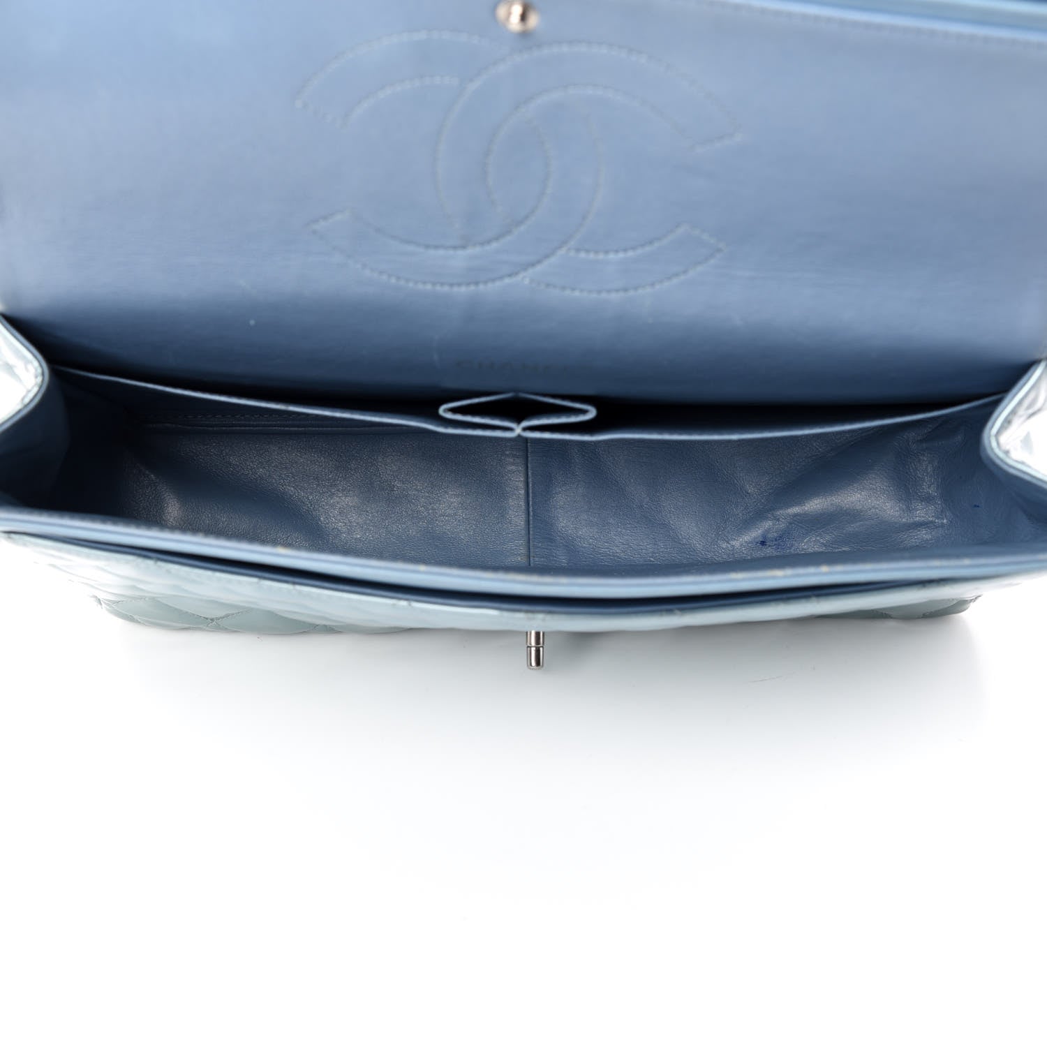Chanel Patent Quilted Maxi Double Flap Light Blue 7 of 13