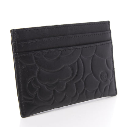Chanel Lambskin Camellia Embossed Card Holder Black 3 of 8