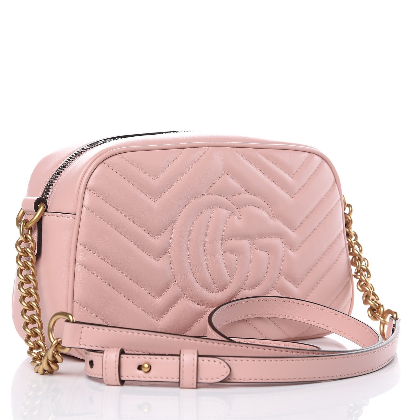 Calfskin Matelasse Small GG Marmont Chain Shoulder Bag Perfect Pink