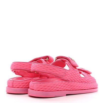 Chanel Knit Fabric Velcro Dad Sandals 35 Pink 4 of 9