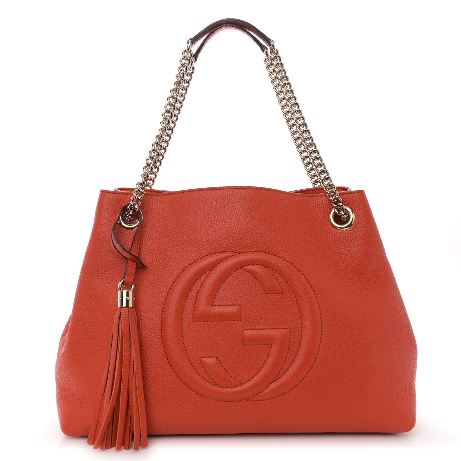 Gucci Pebbled Calfskin Medium Soho Chain Shoulder Bag Sun Orange 1 of 10