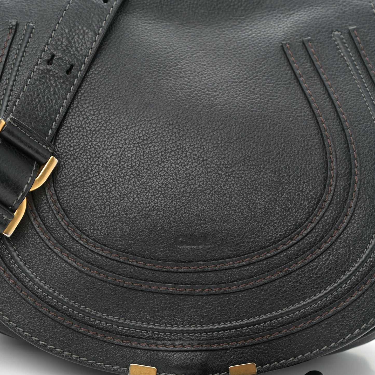 Calfskin Medium Marcie Round Crossbody Bag Black