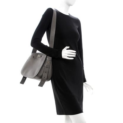 Tom Ford Grained Calfskin Soft Jennifer Saddle Bag Graphite 2 of 7