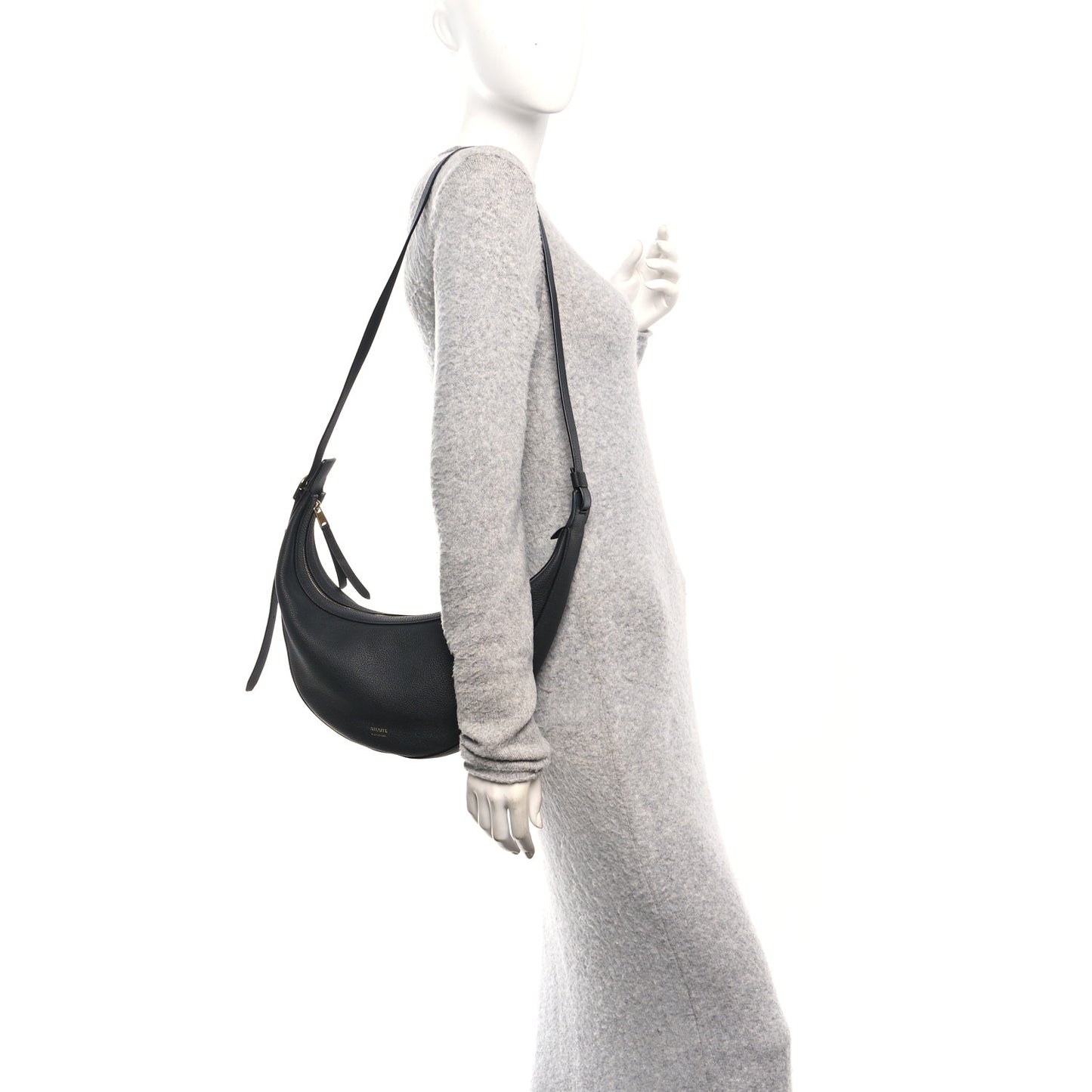 Pebbled Calfskin Augustina Hobo Black