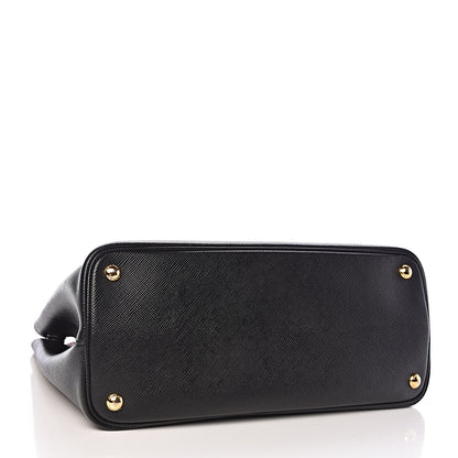 Prada Saffiano Cuir Medium Double Bag Black Fuoco 4 of 13